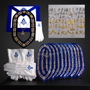 Delantal Bordado de Maestro Masón Personalizado, con Diseño de la Baseación de la Logia Azul, en Tela de Imitación de Cuero, con Cuello de Cuero y Bordado de Punto de Cruz - Product Image 3