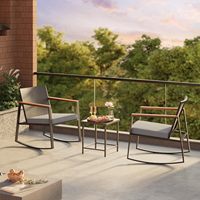 Ensemble bistro patio moderne en métal mobilier d'extérieur en osier ensembles de conversation de jardin avec table basse chaise berçante pour balcon