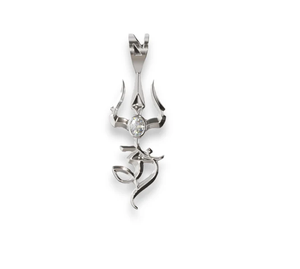 Danta Gems OM TRISHULA, Colgante Trishul Resplandeciente de Plata de Ley con Circonita y Baño de Oro de 18K, Símbolo Om, Elegancia Espiritual, Divino - Product Image 1