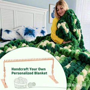 Wooden Yarn Knitting Frame Handmade <b>Blanket</b> DIY Knitting Board Desktop Craft Tool Multipurpose Bamboo Material - Product Image 1