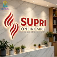 Enseigne LED 3D personnalisée avec logo, panneau publicitaire en acrylique rétroéclairé pour magasin, enseigne commerciale dorée sur mesure pour intérieur