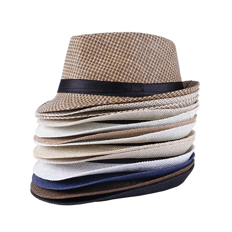 Özel Retro erkek şapka Fedoras üst caz ekose şapka moda klasik caz kapaklar