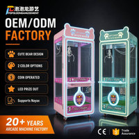 Mini machine à griffes à monnayeur, thème ours mignon, avec vitrine transparente et LED, pour la distribution de peluches, jeu d'arcade compatible Nayax