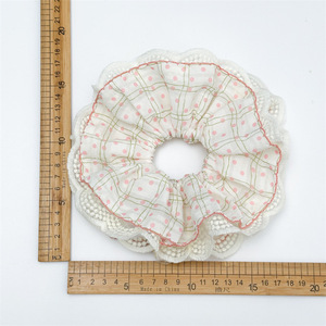 Coletero de Algodón Dulce de 18 cm con Estampado de Lunares y Cuadros, Diadema para Mujer, Estilo Casual, Accesorio para el Cabello Elástico de Alta Calidad - Product Image 1