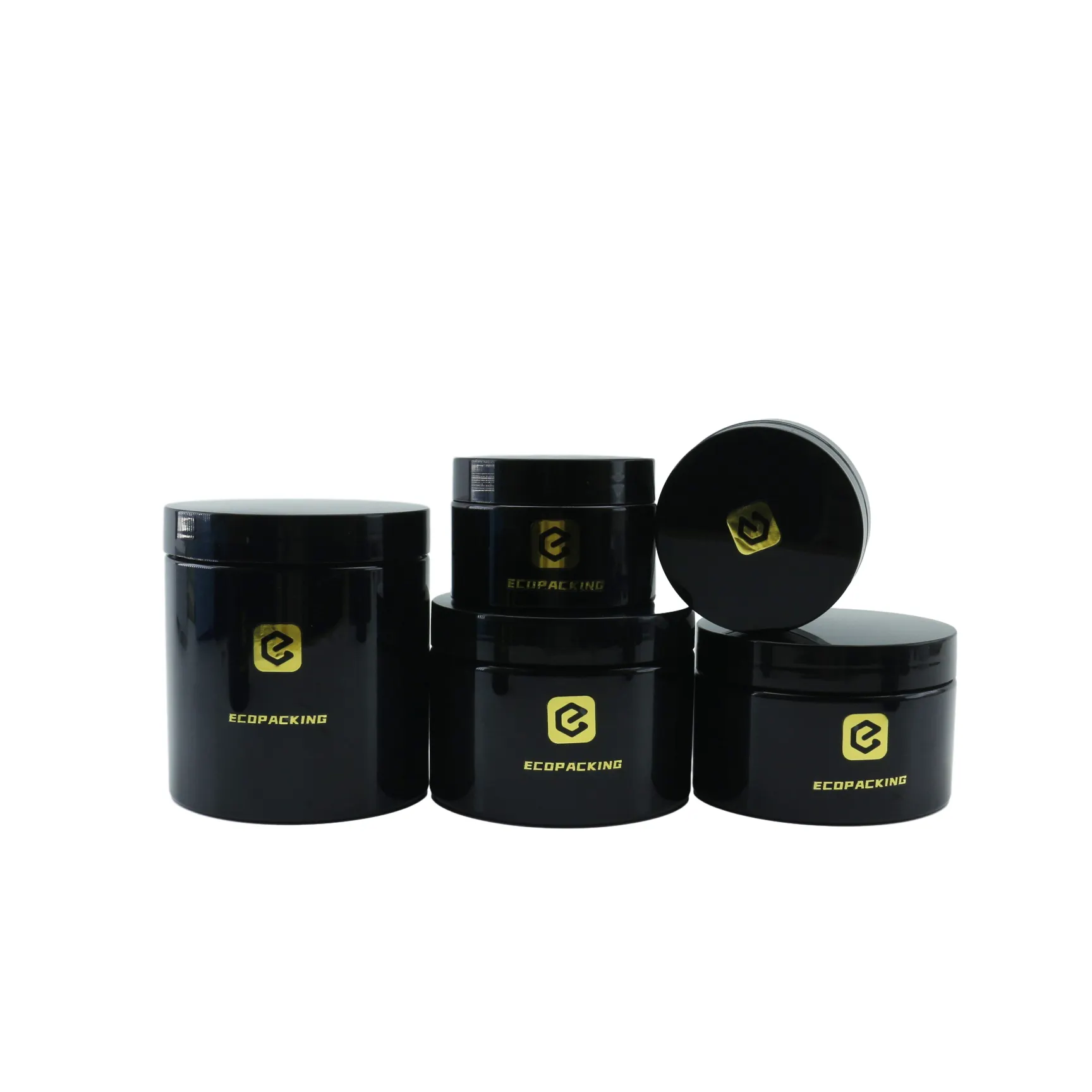 Luxury black 100ml 150ml 250ml body butter cream jar skincare scrub packaging with screw lid cosmetic container