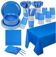 Assiettes en papier jetables, serviettes, fourchettes, gobelets, fournitures de fête de style américain pour anniversaires, mariages, Noël