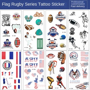 <span class=keywords><strong>Tatouage</strong></span> temporaire personnalisé à transfert d'eau, motif drapeau de <span class=keywords><strong>rugby</strong></span>, thème Halloween, dessin animé, pour jeux de fête, vente en gros - Product Image 2