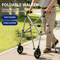 Déambulateur pliable réglable en hauteur, assistant de marche robuste en aluminium, dispositif léger pour la marche quotidienne sur de courtes distances pour les personnes âgées
