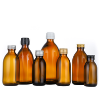 Vente en gros 30ml 60ml 100ml 125ml 150ml 250ml 300ml 500ml Bouteille en verre de sirop contre la toux ambré avec bouchon en plastique d'aluminium inviolable