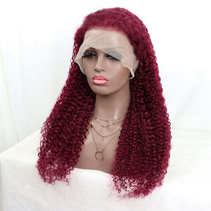 10a Grado 100% Cabello humano en Nueva <span class=keywords><strong>York</strong></span> Proveedores Vietnam 13*4 Pelucas de encaje frontal Jerry Curly 99j Vendedores para mujeres negras - Product Image 6