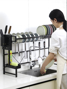 Égouttoir à vaisselle multifonctionnel en fer forgé <span class=keywords><strong>noir</strong></span>, écologique et durable, pour évier de cuisine – Prix fabricant - Product Image 3