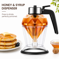 Pot à miel en verre facetté tendance, distributeur de sirop anti-déversement avec support de comptoir, élégant pot en verre de 200 ml pour sirop d'érable