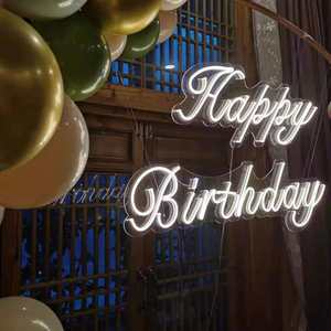 Enseigne néon personnalisée Joyeux <span class=keywords><strong>Anniversaire</strong></span>, lettres lumineuses LED électroniques pour fête, bar, maison, décoration d'événements, lumière néon - Product Image 3