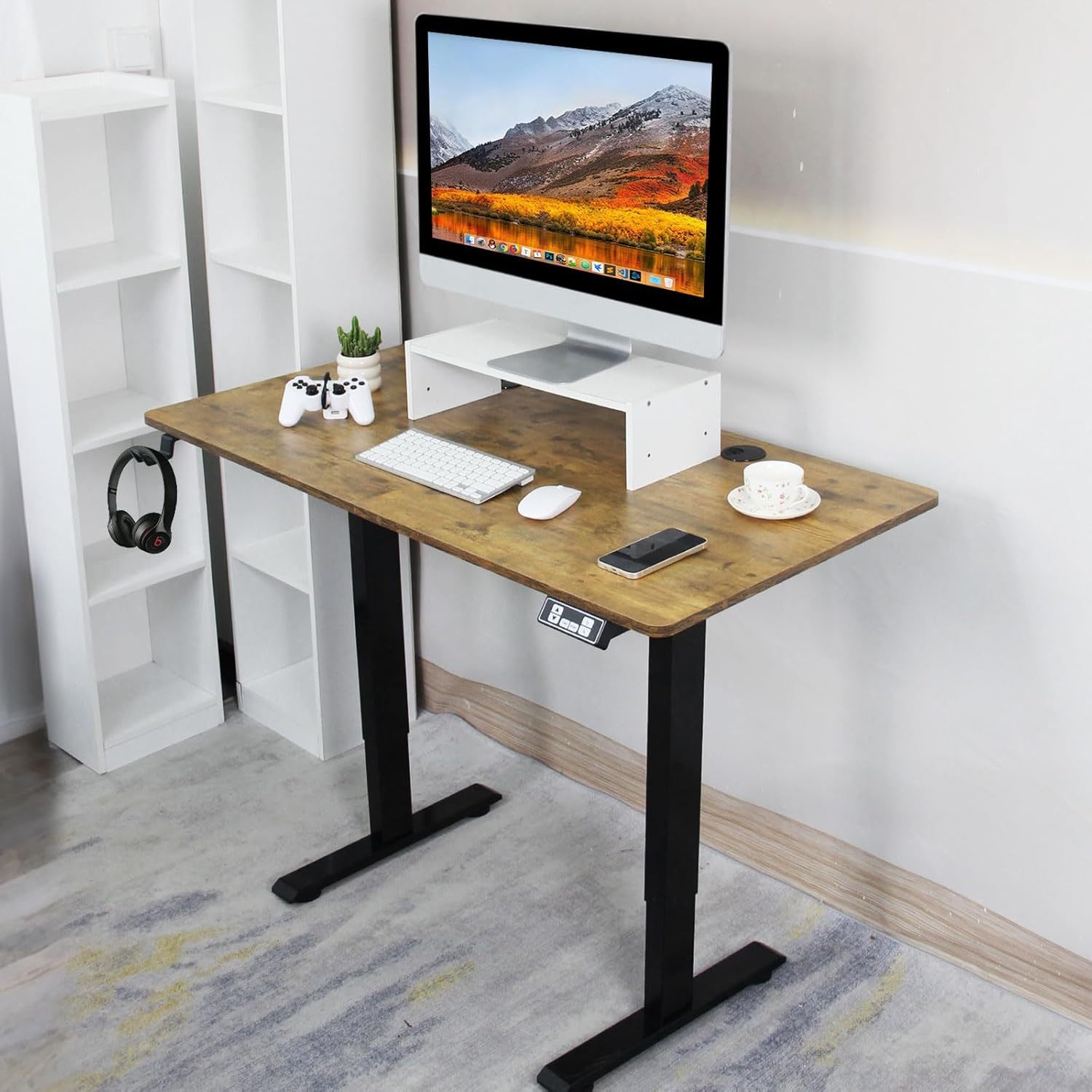 Escritorio De Oficina De 55 Pulgadas Sihtengxxhongs - Madera Maciza Y Metal, Diseño Industrial Moderno - Ideal Para Oficina En Casa O Estudio