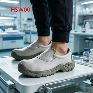 HY,Electronic Factory ESD White Safety Shoes With Steel Toe Anti-Odor Acid-proof PU/PU Injection Sole Nurse <strong>Work</strong> Clogs HSW001 - Product Image 3