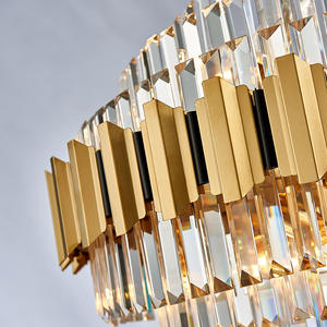 Lustre en or brossé Lustre de plafond en cristal de fer arrondi en or créatif pour le salon - Product Image 6