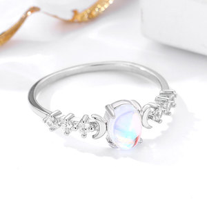 Haut de gamme luxe 925 en argent sterling lune diamant pierre de lune anneaux pour femmes bague de mariage Fine 925 bijoux en argent en gros - Product Image 2