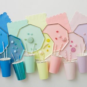 Platos de Papel para Decoración de Fiestas, Juego de Platos de Papel de Color Puro para Mesa de Fiesta - Product Image 3