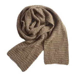 未染色天然棕色冬季女性羊绒围巾定制设计师奢华时尚针织保暖羊绒围巾披肩