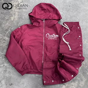 Manufacturer Custom <strong>Men's</strong> <strong>Summer</strong> Windbreaker Set <strong>Jacket</strong> and Nylon Pants Oversized Zip up Windbreaker Tracksuit Baggy Joggers OEM - Product Image 1