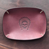 Catch All Tray-Plateau de valet personnalisé en cuir véritable marron fait à la main, plateau à fourre-tout gravé pour hommes, plateau organisateur de bureau personnalisé