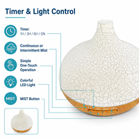 Diffuseur d'arômes en verre craquelé sans BPA de 550 ml, humidificateur d'huiles essentielles, 7 couleurs LED, arrêt automatique, minuterie 1H/3H/6H, spa à domicile