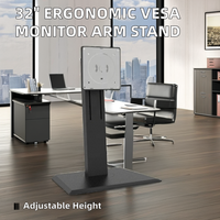 Support d'écran VESA réglable en hauteur en alliage d'aluminium noir et ABS Ruigugan, inclinaison de 45°, capacité de charge de 7 kg pour les espaces de travail commerciaux