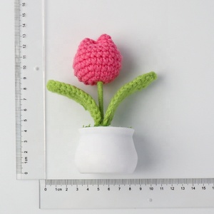 Finished Hand-Crocheted Faux <b>Rose</b> Tulip Potted Plant Office Ornament, Teachers' Day Gift, Home Decor - Product Image 2