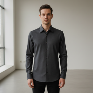 Nuova <span class=keywords><strong>Camicia</strong></span> da Uomo <span class=keywords><strong>su</strong></span> <span class=keywords><strong>Misura</strong></span> in Tessuto di Lana Tinto in Filo con Colletto Italiano, Traspirante e Personalizzabile - Product Image 1