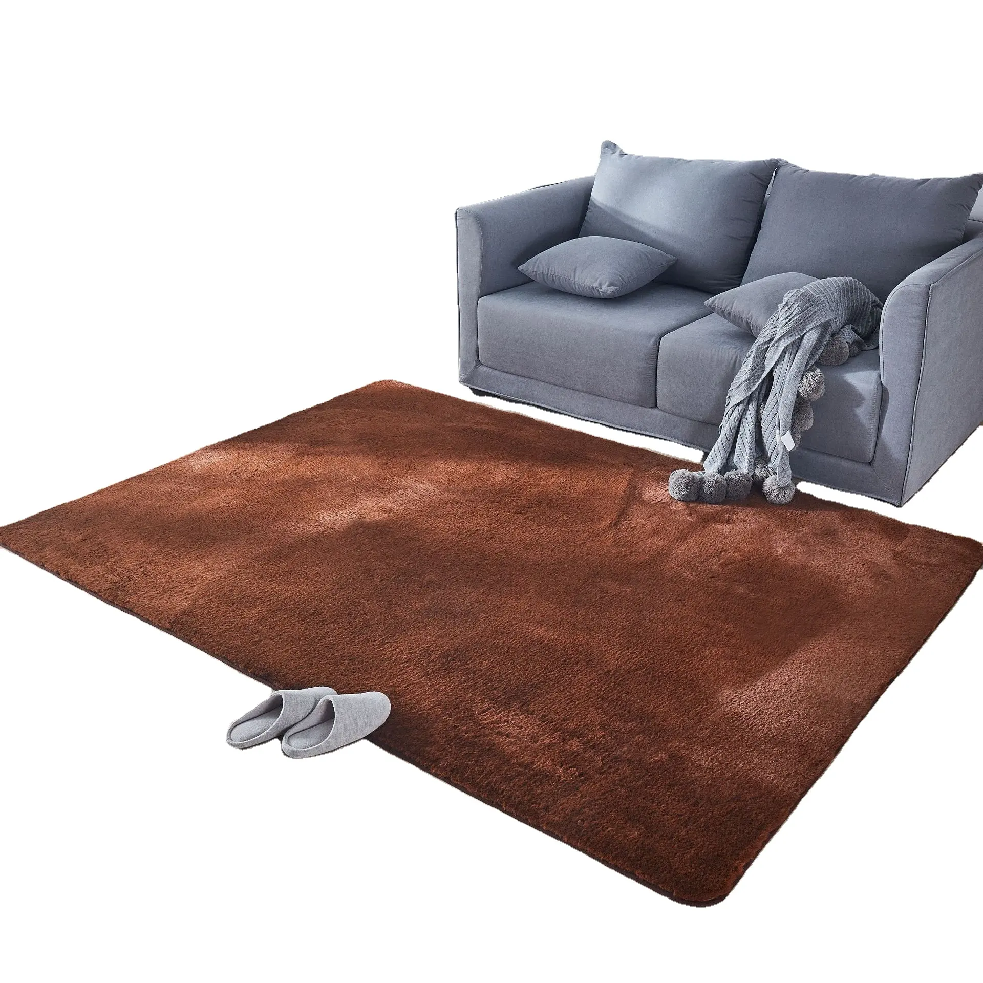 Tapis de chambre à coucher de couleur unie tapis moelleux en fausse fourrure de lapin grands tapis pour salon tapis à poils longs et tapis pour la maison