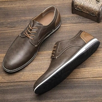 Chaussures décontractées pour hommes en cuir respirant, confortables, à blocs de couleur unie, grandes tailles, pour le commerce international