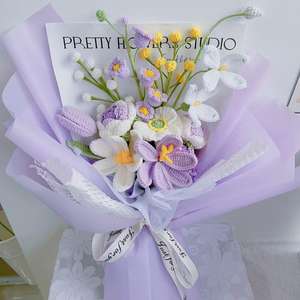 Exquisito Ramo <span class=keywords><strong>de</strong></span> Rosas <span class=keywords><strong>de</strong></span> Algodón Tejido a Mano - Arreglo Floral <span class=keywords><strong>de</strong></span> Alta Calidad, Duradero, Romántico y Soñador para el Día <span class=keywords><strong>de</strong></span> Acción <span class=keywords><strong>de</strong></span> Gracias - Product Image 2