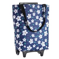 D5674 Sac de courses pliable pour femme, grand chariot de courses, sac de rangement portable, chariot à légumes avec roues pour le marché