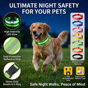 Collare Luminoso al Buio Impermeabile a LED per Cani e Gatti di Lusso Stile Western Regolabile in Poliestere con Strisce Riflettenti per la Sicurezza Notturna - Product Image 2
