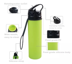 Reusable Foldable <b>Water</b> <b>Bottle</b> Silicone <b>Collapsible</b> <b>Water</b> <b>Bottle</b> Folding <b>Bottle</b> for Travel Outdoor - Product Image 1