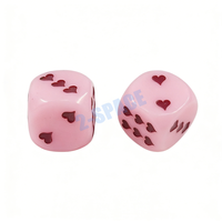 Dés en acrylique personnalisés D6 16 mm avec motif cœur, logo personnalisé, dés de jeu roses pour les couples, accessoires de jeu amusants
