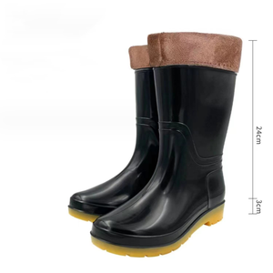 Scarpe impermeabili antiscivolo quattro stagioni stivali da <span class=keywords><strong>pioggia</strong></span> a tubo alto scarpe in gomma con velluto di cotone acido e resistenza agli alcali - Product Image 6