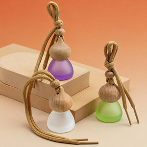 <b>Car</b> Air Freshener Pendant Empty <b>Bottle</b> Conical Shape Wooden Cap Glass <b>Diffuser</b> For Interior Decoration Custom Logo Available - Product Image 2