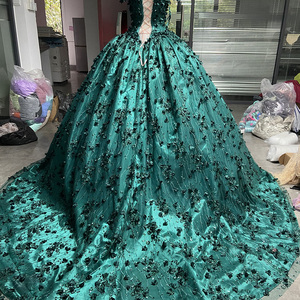 אמרלד ירוק quinceanera שמלות <span class=keywords><strong>maxi</strong></span> 3D חרוזים מעל כתף כדור כתף שמלות סטידו 15 פסנתרים מתוק lsrz29 - Product Image 6
