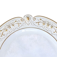 Assiettes de présentation classiques en plastique doré de 13 pouces pour mariages, pique-niques, dîners, cuisine et fêtes – Vente en gros