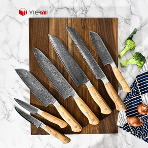 Couteaux <span class=keywords><strong>de</strong></span> chef Santoku Kiritsuke en acier Damas 67 pièces, ensemble <span class=keywords><strong>de</strong></span> couteaux <span class=keywords><strong>de</strong></span> cuisine en acier Damas, manche en bois d'olivier - Product Image 1