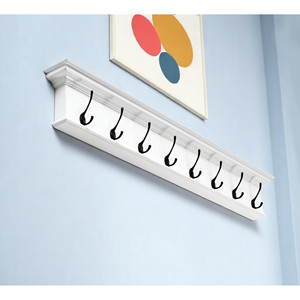 Appendiabiti a parete in legno massiccio bianco a otto ganci modello HMS 51 - Product Image 6