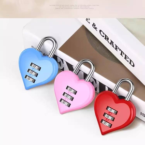 Gembok Kunci Kata Sandi Bentuk Hati untuk Hadiah Pernikahan, Bahan Zinc Alloy Lapis Bubuk Anti Air, Keamanan Tinggi, Logo OEM - Product Image 1