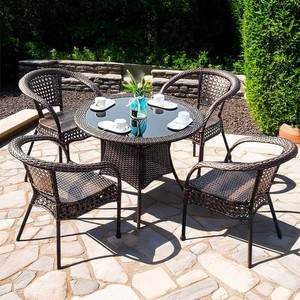 كرسي مريح ترفيهي مرتفع الظهر للفناء من الخيزران الهندي لتناول الطعام في الحديقة - Product Image 1