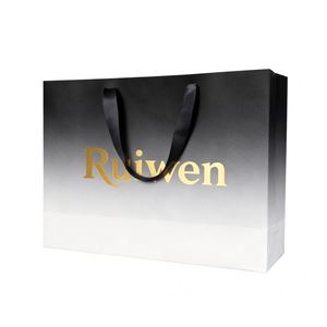 Sacs cadeaux personnalisés, emballages de luxe pour parfums de boutique, petits sacs en papier noir pour bijoux de mariage avec poignées - Product Image 4