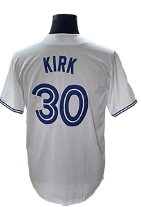 Maillot de baseball <span class=keywords><strong>blanc</strong></span> entièrement brodé Toronto 2026 pour homme, grande taille, manches courtes # 27 Guerrero Jr # 11 Bichette # 30 Kirk Polyester - Product Image 2