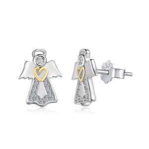 Pendientes de Plata de Ley 925 con Diseño Exquisito Dylam, Chapados en Rodio, con Circonita Cúbica 5A, con Forma de Ángel, para Mujer - Product Image 1