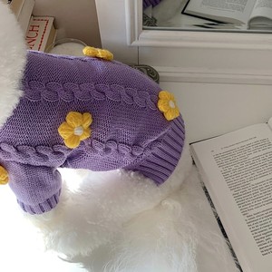 Pull pour animaux de compagnie violet pour l'automne et l'hiver, chaud et élégant pour les chiens Teddy, les Pomeranians en forme de panda, style coréen, Instagram - Product Image 2