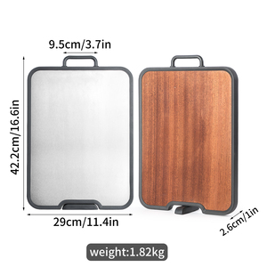 เขียงครัวสแตนเลสเกรด 304 ขนาดใหญ่สองด้าน <span class=keywords><strong>ป</strong></span>ลอดสาร BPA ทนทาน 41x27x2 ซม. - Product Image 2