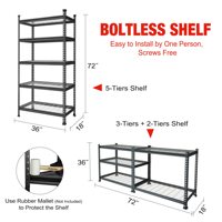 Étagère de rangement réglable, étagère de bureau robuste pour entrepôt, étagère métallique à 5 niveaux, unité d'étagères de garage, étagères de magasin de détail